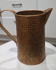 Hammered Metal Jug Copper Tone Tall Lightweight