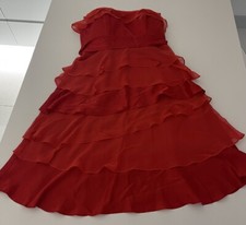 Monsoon Dress Size 12 Petite Red Ruffle Tiered Strapless Dress. Wedding Cocktail