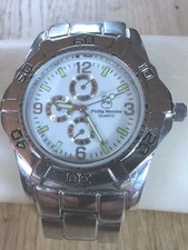 Philip Mercier Diving Braclet Watch White Face Silver D4 - New