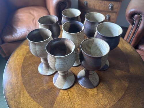 Stoneware goblets set 8 - stoneware,