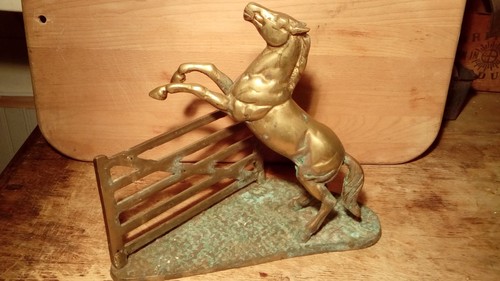 Heavy vintage brass doorstop - brass, /