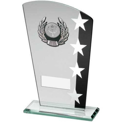 Black silver glass with trim - black/silver,