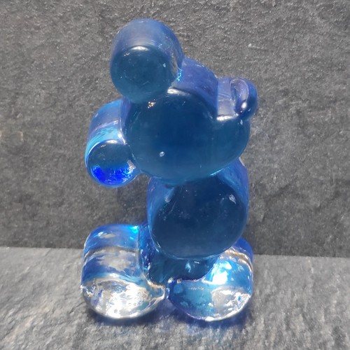 Glass mouse paperweight blue - glass,