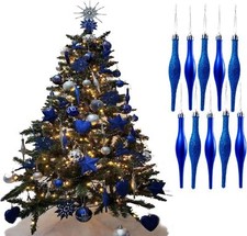 20 XMAS DROPLET BAUBLES, CHRISTMAS TREE DECORATION GLITTER & MATT ICICLE BAUBLES