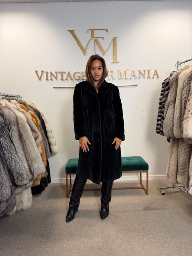 Black sheared mink fur - fur, coat
