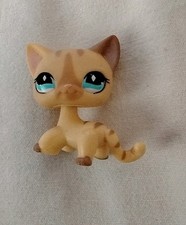 LPS Littlest Pet Shop Figure 886 Cat Tan Striped - Blue Diamond Eyes (T2125