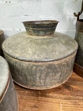 Vintage Rustic Indian Galvanised Metal Iron Water Pot Dry Flower Vase Vessel