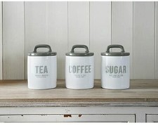 Large Tea Coffee Sugar Ceramic Jars Set of 3 Canisters kitchen Storage jar