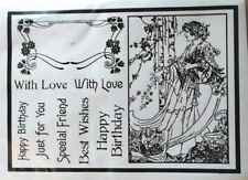 Elusive Images A6 Art Nouveau Lady Rubber Stamp Set - 7 Sentiments