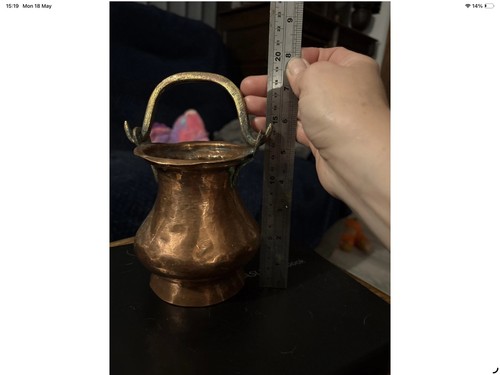 Antique small copper pot with - antique,
