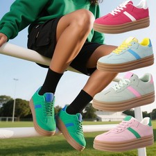 Chunky Platform Canvas Trainers, Women's Low & High  Top Sneakers Lace-Up Shoes