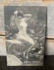 RUSSIAN FANTASY ART NOUVEAU  Y.BRISS?NUDE WITH BUTTERFLY WINGS 1910 RP POSTCARD 