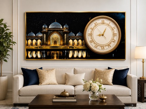 Luxury mosque night scene wall - luxury,