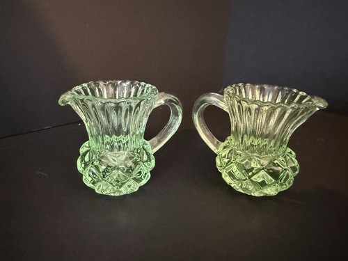 Bagley green glass creamers - bagley,