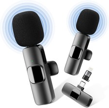 YRF Wireless Lavalier Microphone Clip 2 x Mic For iPhone Samsung Recording B10