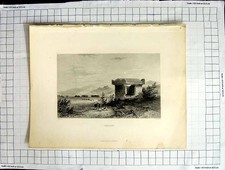 Original Old Antique Print