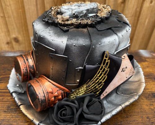 Steampunk metal effect top hat - steampunk,