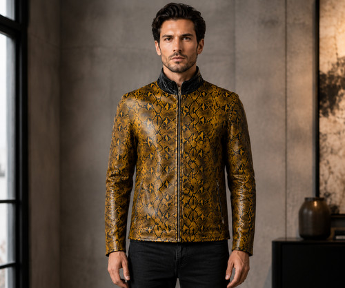 Men yellow snakeskin leather - men's,