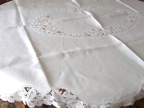Vintage pale cream - linen, oval
