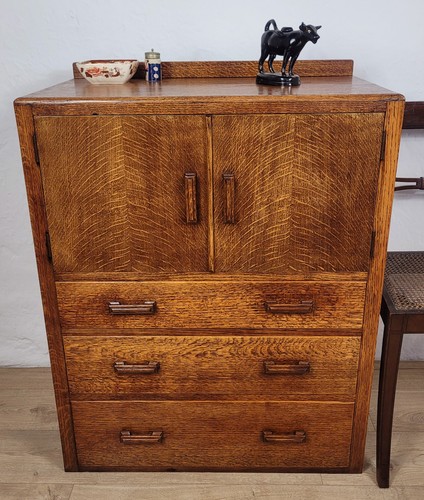 Vintage oak tallboy cabinet - vintage,