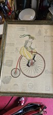Pair Of Vintage Turner Wall Art - Old Fashioned Bicycles Man And Woman 26X19"