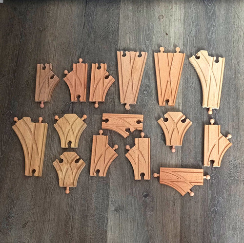 Wooden toy train track - wooden, pieces