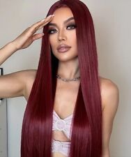 Woman’s CD TV  Burgundy Wig Long Full Daily Party Realistic Synthetic Hair 30”