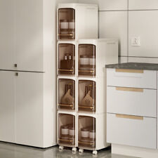 2-5 Tiers Tall Narrow Storage Cabinet on Wheels Collapsible Box & Lids Bathroom