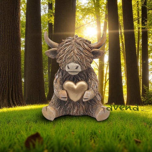 Highland cow with gold - with,