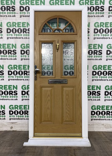 Brown composite front door - front,