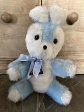 Vintage JMV Toy Bunny, Blue And White Rabbit.