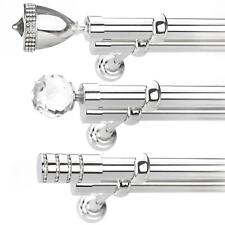 Metal double curtain pole rail rod set 25/25mm, inox (stainless steel), classic