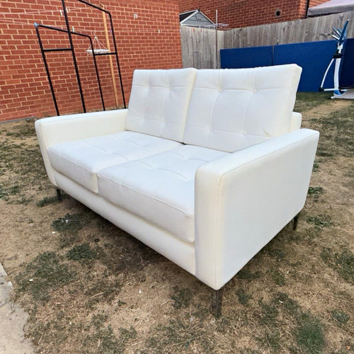 White faux leather seater - leather, 2