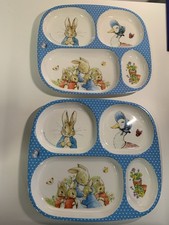 2 Petit Jour Paris Beatrix Potter Peter Rabbit 4 Section Divided Melamine Plates