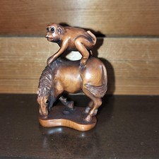 Netsuke Monkey Horse Wood