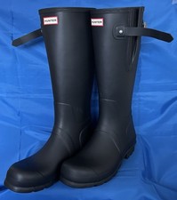Hunter Mens Tall Side Adjustable Wellington Boots Wellies Black Size UK 10 *NEW