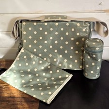 Cath Kidston changing bag sage green white dots Baby bag Changing mat bottle Bag