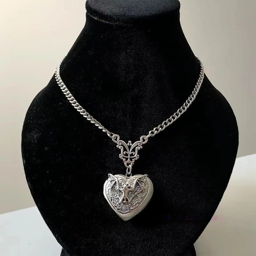 Gothic bat locket necklace - gothic,