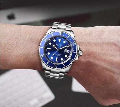 Blue dial silver strap rolex - dial,