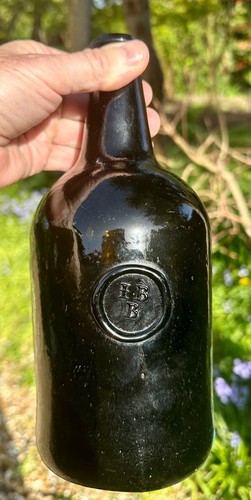 Antique black glass - antique, bottle