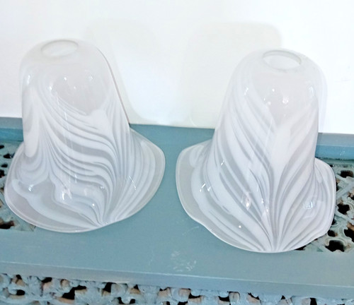 Pair antique glass tulip - antique,