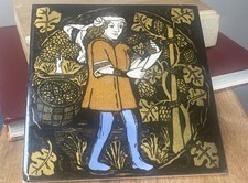 V & A Decorative Tile Ironbridge Gorge Folk Art Ceramic Display Stand Trivet 6x6