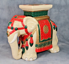 Large Vintage Ceramic Figural Indian Asian Elephant Plant Stand Table Rare Colou