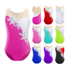 UK Kids Girls Sleeveless Mesh Ballet Dance Gymnastic Leotards Athletic Jumpsuit