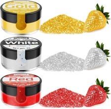 Edible Glitter - 3 Colours Luster Dust Powder Red White Gold 