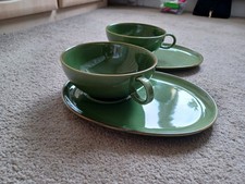 Vintage IKEA Breakfast Set, Large Latte Cup & Saucer Plate, Green