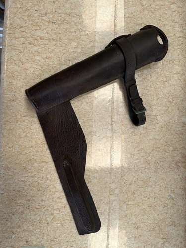 Vintage leather hunting horn - leather,