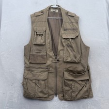 Vintage Banana Republic Vest Mens L Beige Photo Hiking Fishing Multi Pocket Mesh