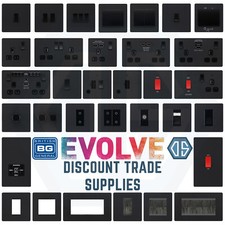 BG Evolve Matt Black Screwless Switches & Sockets Black Inserts Full Range