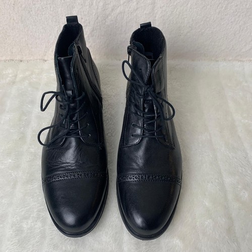 Black leather brogue - black,
